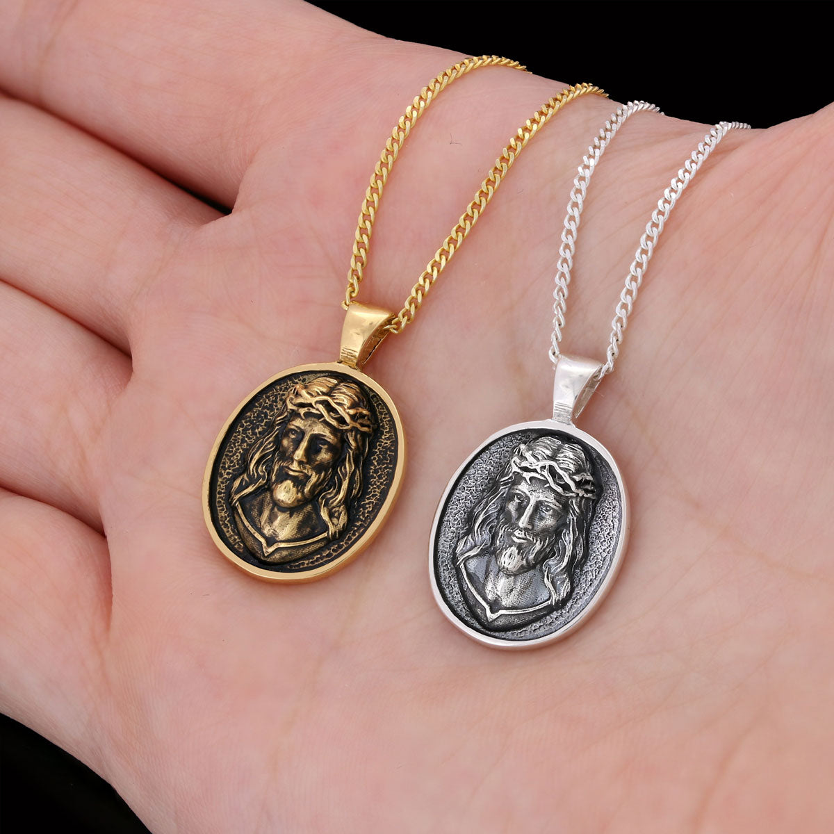 Religious Silver Necklace, 3D Silver Jesus Pendant, Religious Gift, Religious Christian Jewelry, Christ Accessor Silver - view 3