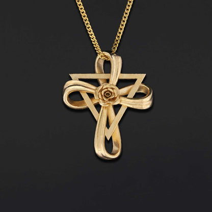 Rosae Crucis Necklace, Handmade Amorc Necklace, Rosicrucian Jewelry, Cross Necklace by SWISS PLUS - Christian Collection - vi