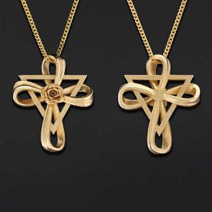 Rosae Crucis Necklace, Handmade Amorc Necklace, Rosicrucian Jewelry, Cross Necklace by SWISS PLUS - Christian Collection - vi