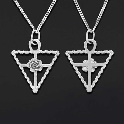 Rosae Crucis Necklace, Rosicrucian Handmade Sterling Silver Necklace by SWISS PLUS - Rosae Crucis Collection - view 3