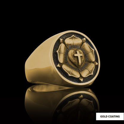Rosae Crucis Ring, Rose and Cross Ring, Amorc Ring, Gift for Women, Gift for Men by SWISS PLUS - Christian Collection - view 
