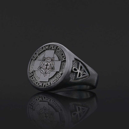 Round Amorc Jewelry, Spiritual Ring of the Rosicrucian Order, Custom Rosae Crucis Ring by SWISS PLUS - Rosae Crucis Collectio