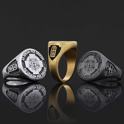 Round Amorc Jewelry, Spiritual Ring of the Rosicrucian Order, Custom Rosae Crucis Ring by SWISS PLUS - Rosae Crucis Collectio