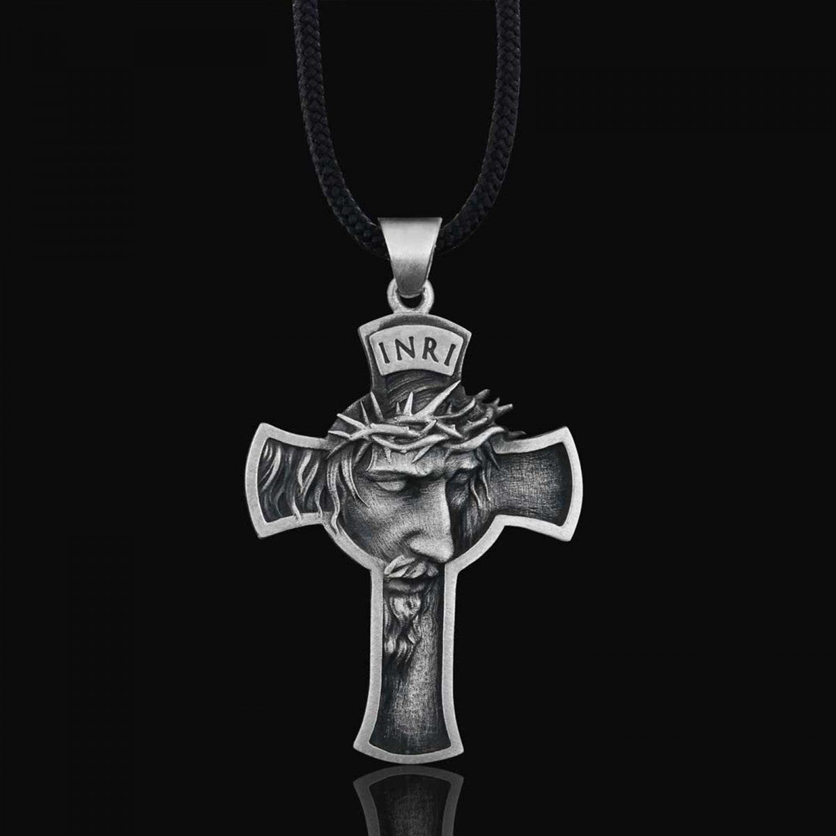 Jesus Cross Sterling Silver Necklace by SWISS PLUS - Christian Collection - view 3