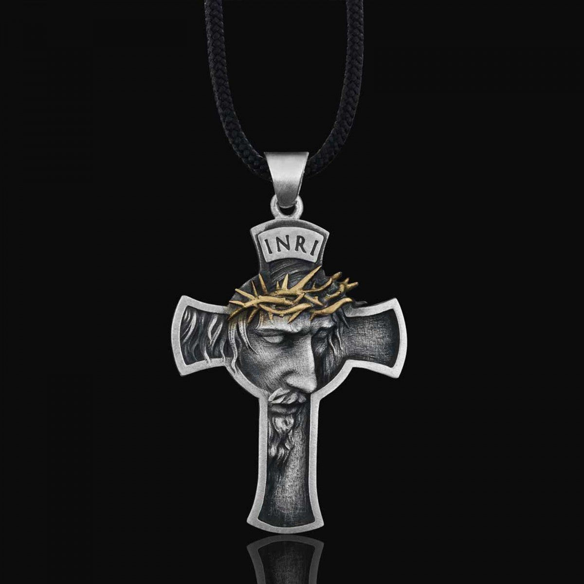 Jesus Cross Sterling Silver Necklace by SWISS PLUS - Christian Collection - view 4