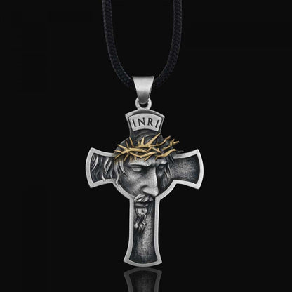 Jesus Cross Sterling Silver Necklace by SWISS PLUS - Christian Collection - view 4