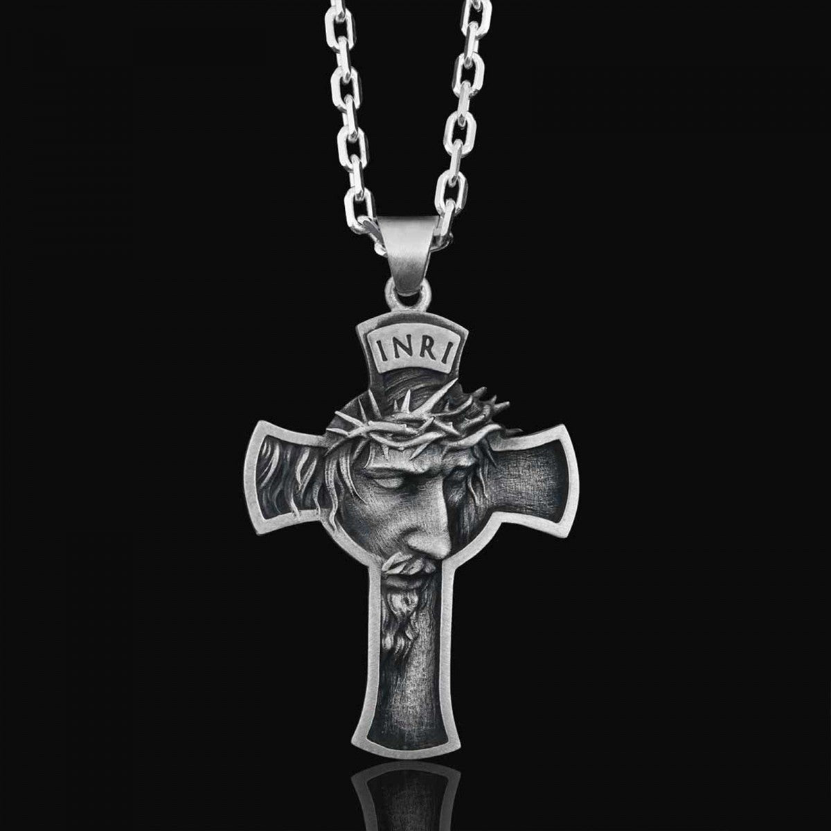 Jesus Cross Sterling Silver Necklace by SWISS PLUS - Christian Collection - view 5