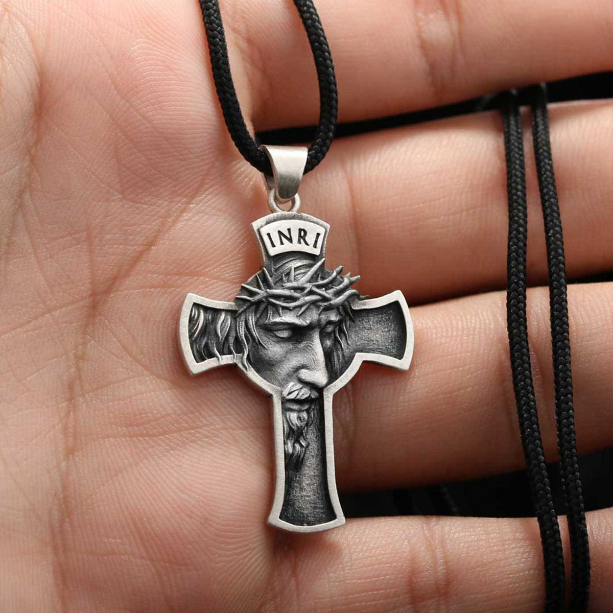 Jesus Cross Sterling Silver Necklace by SWISS PLUS - Christian Collection - view 7