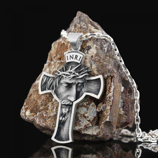 Jesus Cross Sterling Silver Necklace by SWISS PLUS - Christian Collection