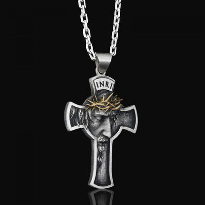 Jesus Cross Sterling Silver Necklace by SWISS PLUS - Christian Collection - view 2
