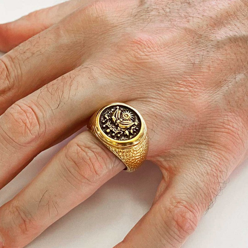 Round Ottoman State Coat of Arms Signet Ring - view 6