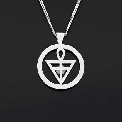 Round Rosae Crucis Symbol Pendant, Antiquus Mysticusque Ordo Rosae Crucis Pendant, Mason Charm Necklace by SWISS PLUS - Mason
