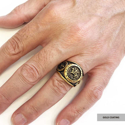 Round Silver Masonic Ring, Celestial Mason Ring, Stylish and Meaningful Jewelry with Masonic Seal Detail by SWISS PLUS - Maso