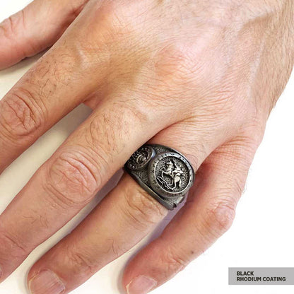 Round Silver Masonic Ring, Celestial Mason Ring, Stylish and Meaningful Jewelry with Masonic Seal Detail by SWISS PLUS - Maso