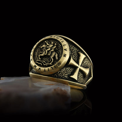 Round Silver Masonic Ring, Celestial Mason Ring, Stylish and Meaningful Jewelry with Masonic Seal Detail by SWISS PLUS - Maso
