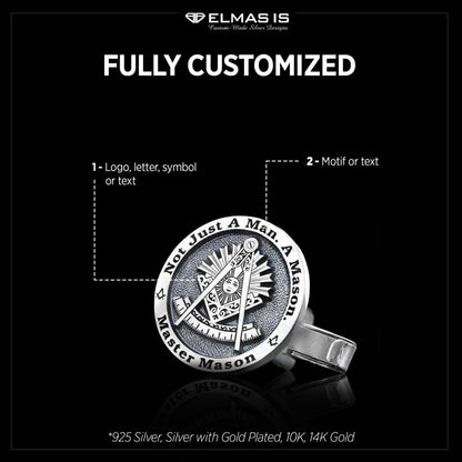 Round Special Design Silver Past Master Masonic Cufflink by SWISS PLUS - Mason Collection - view 5