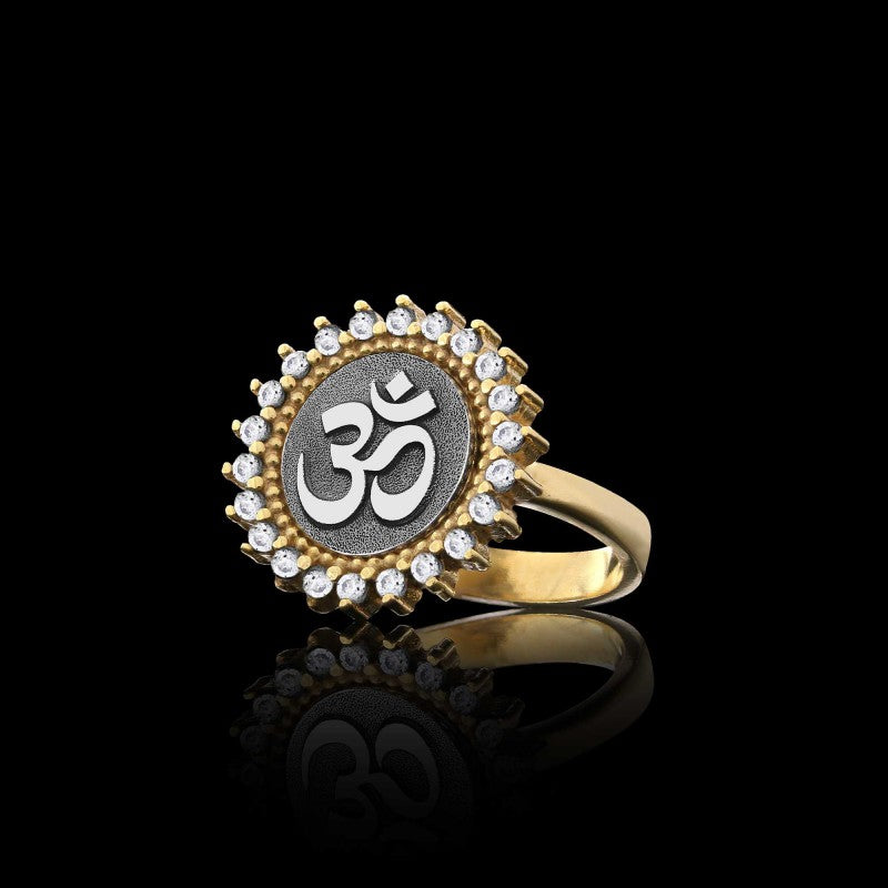 Round Stone Handmade Special Design Sterling Silver Om Buddha Women Ring - view 3