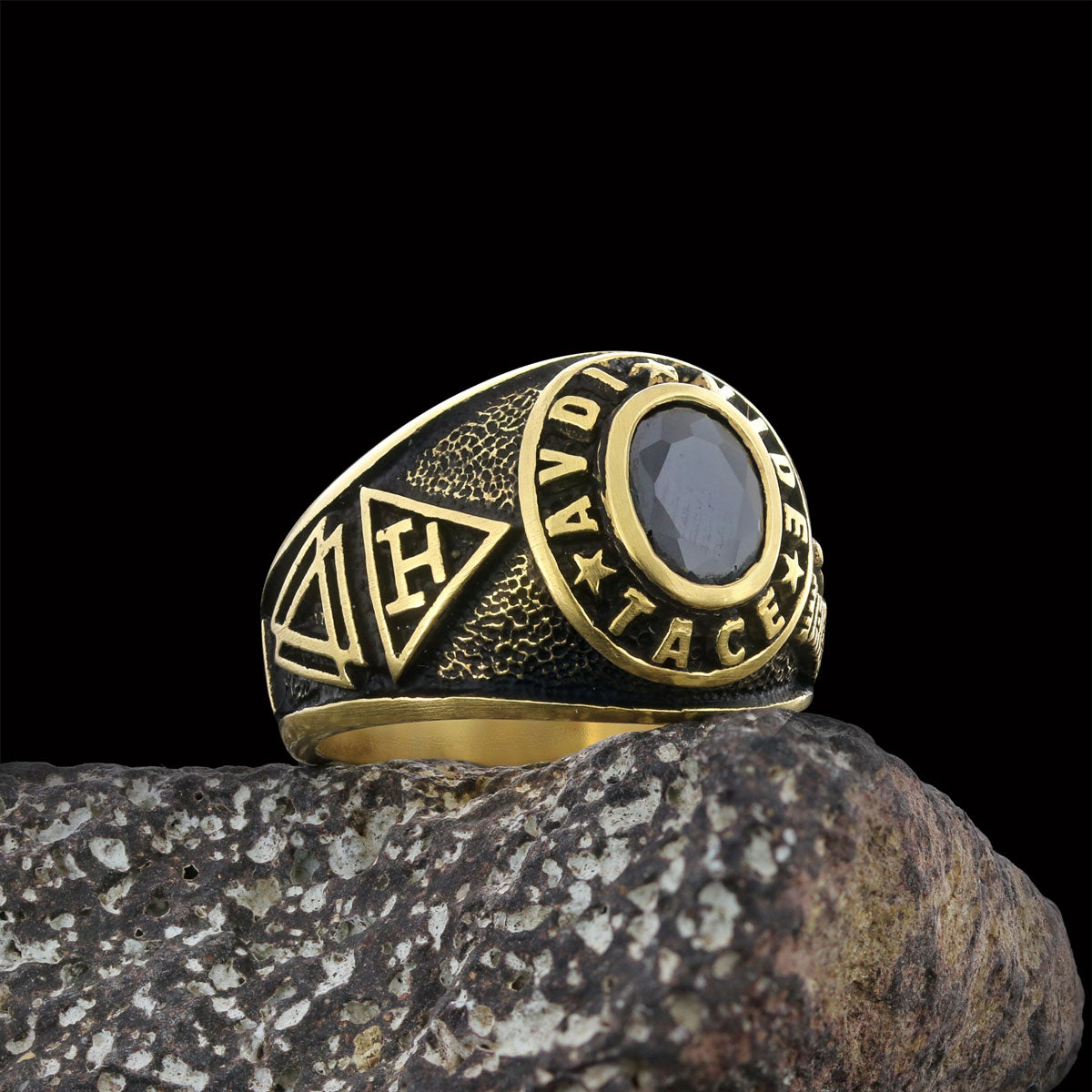 Round Stone Masonic Ring, A Symbol of Strength, Craftsmanship, and Timeless Elegance Mason Ring - view 1