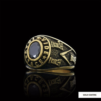 Round Stone Masonic Ring, A Symbol of Strength, Craftsmanship, and Timeless Elegance Mason Ring by SWISS PLUS - Mason Collect