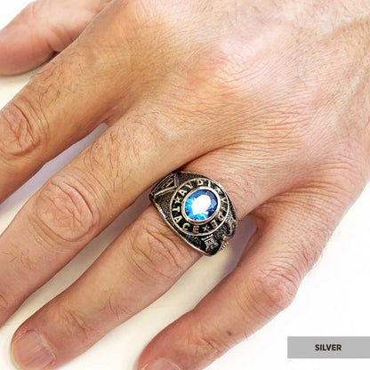 Round Stone Masonic Ring, A Symbol of Strength, Craftsmanship, and Timeless Elegance Mason Ring by SWISS PLUS - Mason Collect
