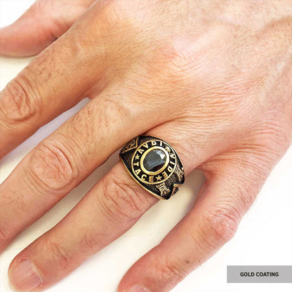 Round Stone Masonic Ring, A Symbol of Strength, Craftsmanship, and Timeless Elegance Mason Ring by SWISS PLUS - Mason Collect