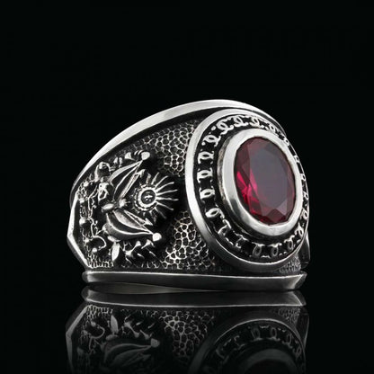 Round Stoned Turkish Ottoman Ring with Tughra by SWISS PLUS - Ottoman Jewelry Collection - view 3