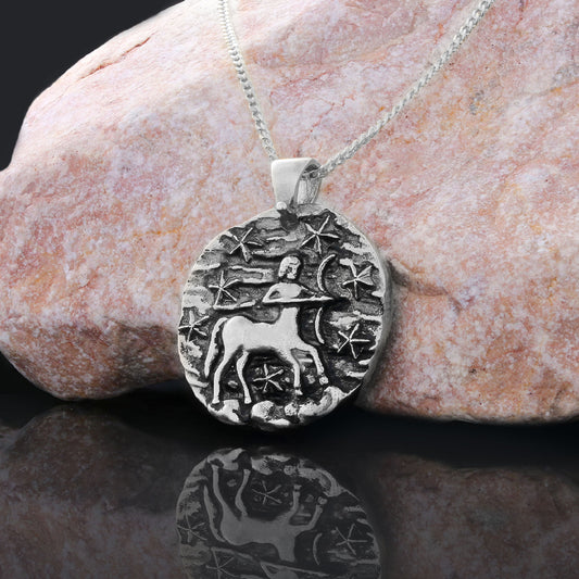 Sagittarius Horoscope Pendant, Zodiac Sign Jewelry, Astrological Necklace - view 1