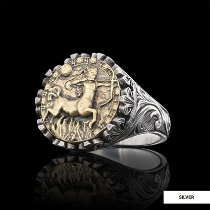 Sagittarius Sign Ring, 925 Sterling Silver Sagittarius Sign Ring by SWISS PLUS - Zodiac Collection - view 2