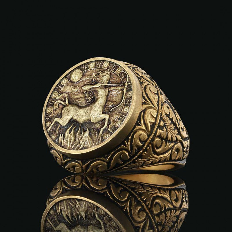 Sagittarius Zodiac Silver Ring - view 3
