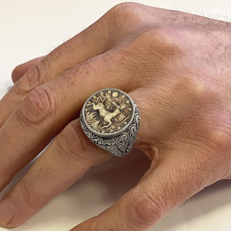 Sagittarius Zodiac Silver Ring