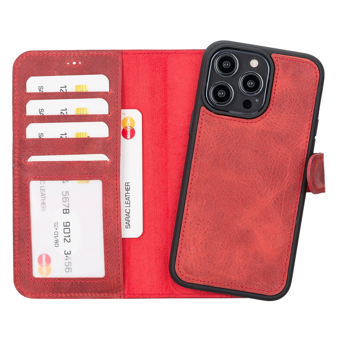 Liluri iPhone 14 Pro Max Detachable Leather Wallet Case