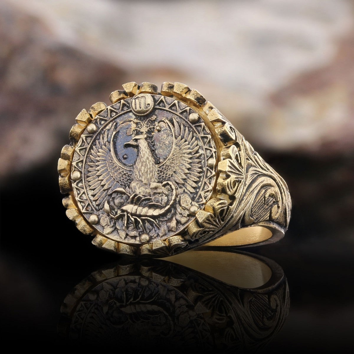 Scorpio Sign Ring, 925 Sterling Silver Scorpio Sign Ring by SWISS PLUS - Zodiac Collection