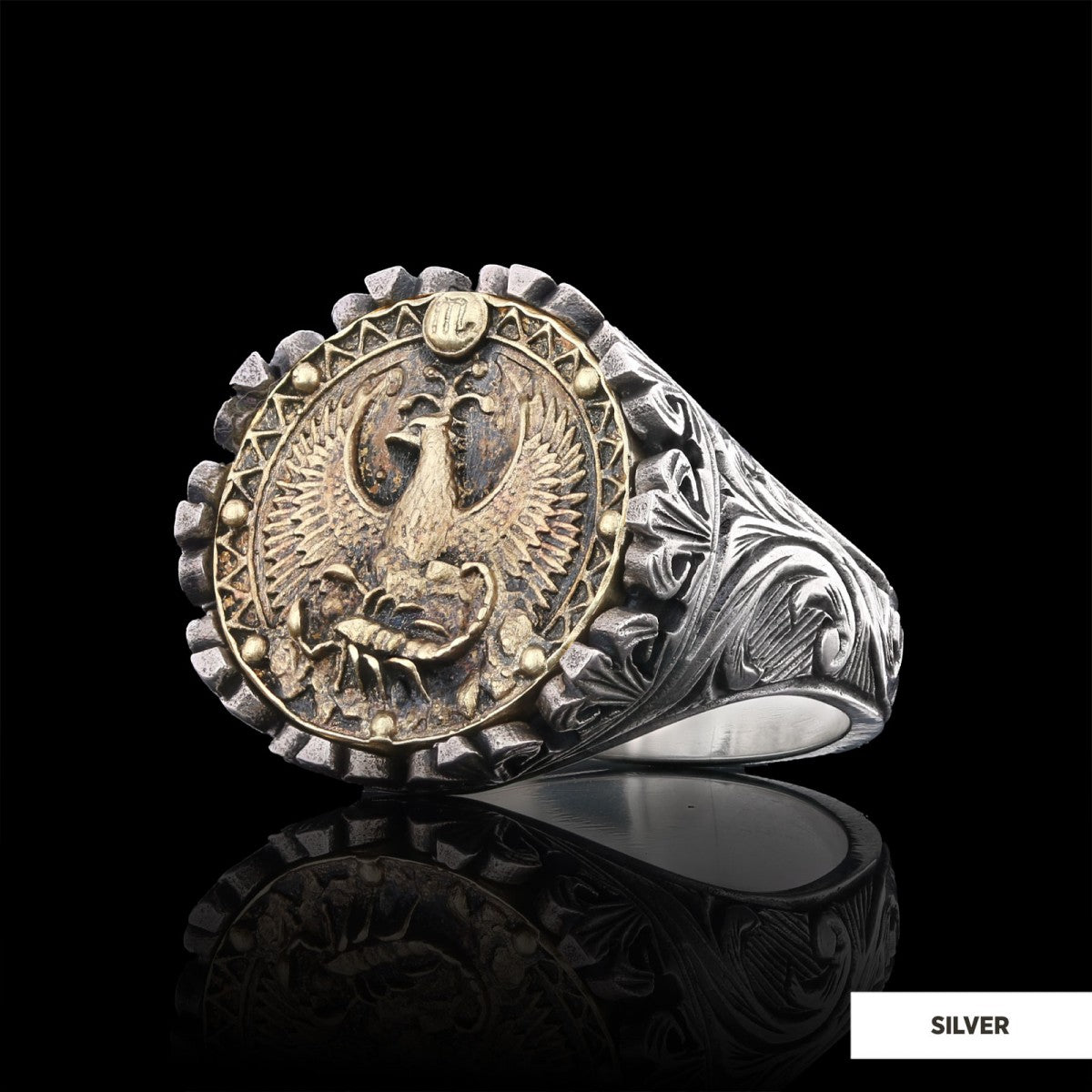 Scorpio Sign Ring, 925 Sterling Silver Scorpio Sign Ring by SWISS PLUS - Zodiac Collection - view 2