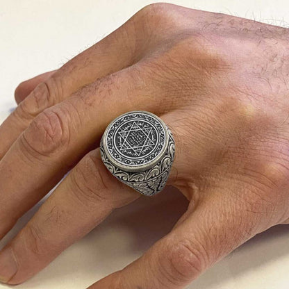 Seal of Solomon 925 Sterling Silver Ring by SWISS PLUS - Seal of Solomon Collection - view 7