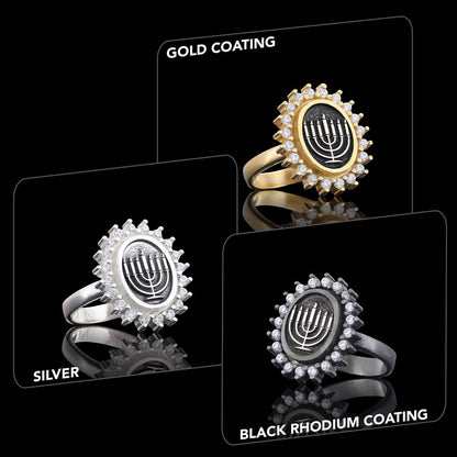 Shabbat Menorah Ring, Elegant Jewish Faith Jewelry, Symbol of Shabbat and Jewish Heritage Ring, Menorah Ring Silver by SWISS 