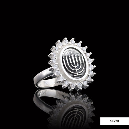 Shabbat Menorah Ring, Elegant Jewish Faith Jewelry, Symbol of Shabbat and Jewish Heritage Ring, Menorah Ring by SWISS PLUS - 