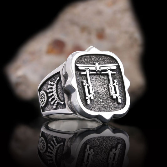 Shintoism Silver Ring, Shirine Ring, Shimenawa Ring, Skaki Ring, Tomoe Ring, Shintoism Jewelry, Religious Gifting - view 1