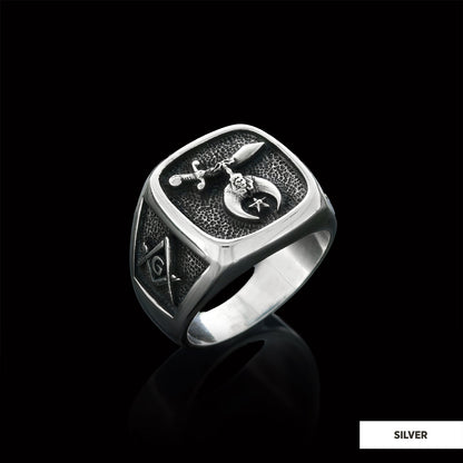 Shriners Masonic Ring, Handcrafted Sterling Silver Mason Ring by SWISS PLUS - Mason Collection - view 3