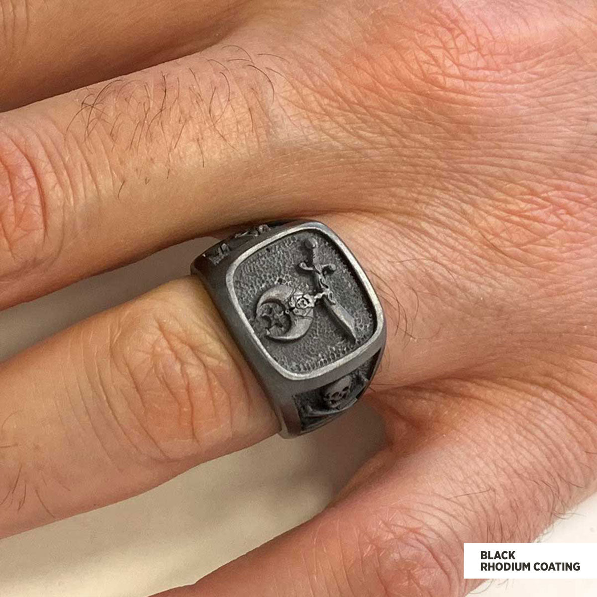 Shriners Masonic Ring, Handcrafted Sterling Silver Mason Ring - view 6