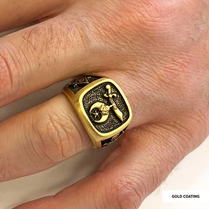 Shriners Masonic Ring, Handcrafted Sterling Silver Mason Ring by SWISS PLUS - Mason Collection - view 7