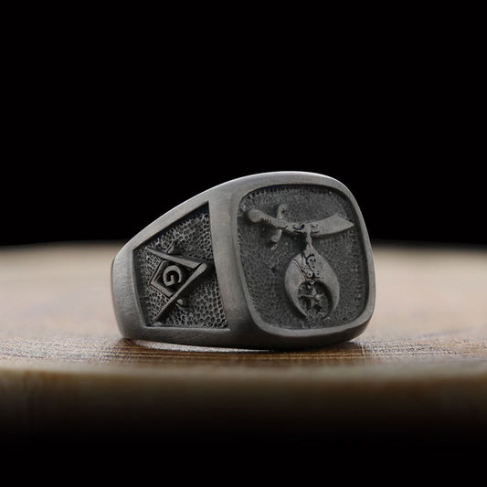 Shriners Masonic Ring, Handcrafted Sterling Silver Mason Ring