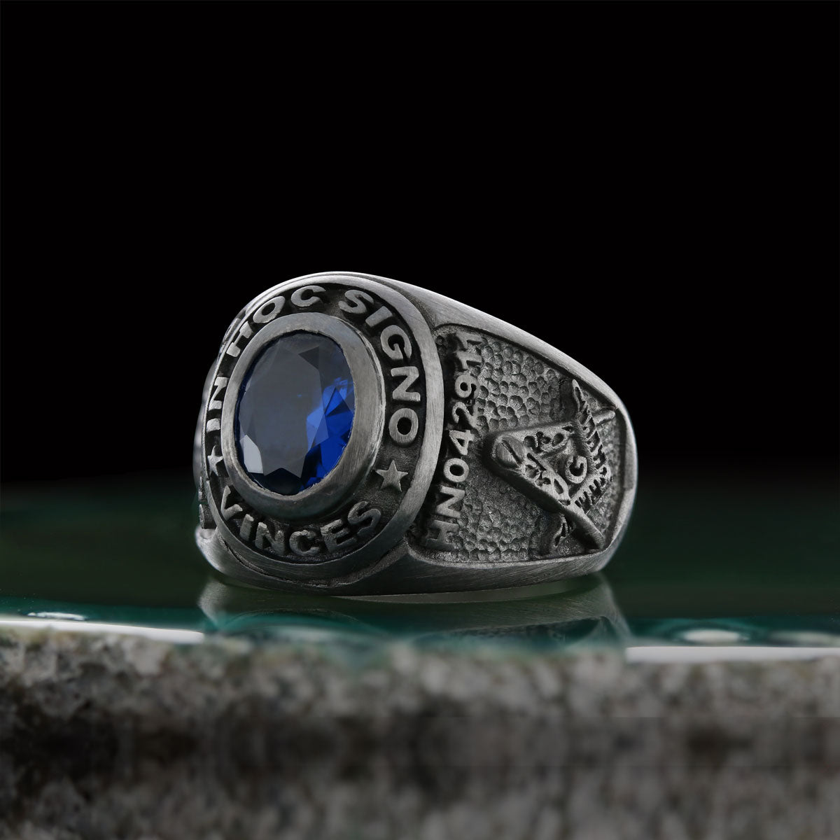 Side Embossed Acacia Masonic Ring, Master Mason Ring, Elegant Masonic Ring