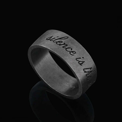 Silence Motto Band Ring by SWISS PLUS - Inspirational Rings - view 2