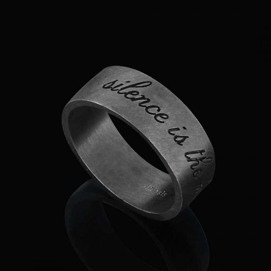 Silence Motto Band Ring by SWISS PLUS - Inspirational Rings - view 2