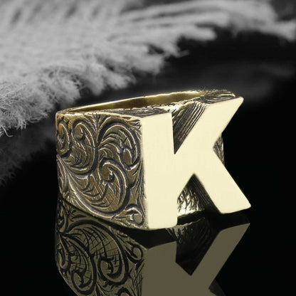 Handmade Celtic Sterling Silver Letter K Ring by SWISS PLUS - Letter Collection