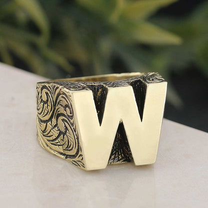 Silver Alphabet W Ring by SWISS PLUS - Letter Collection