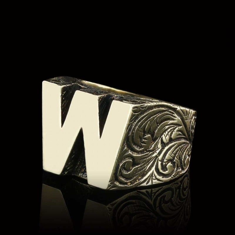 Silver Alphabet W Ring by SWISS PLUS - Letter Collection - view 2