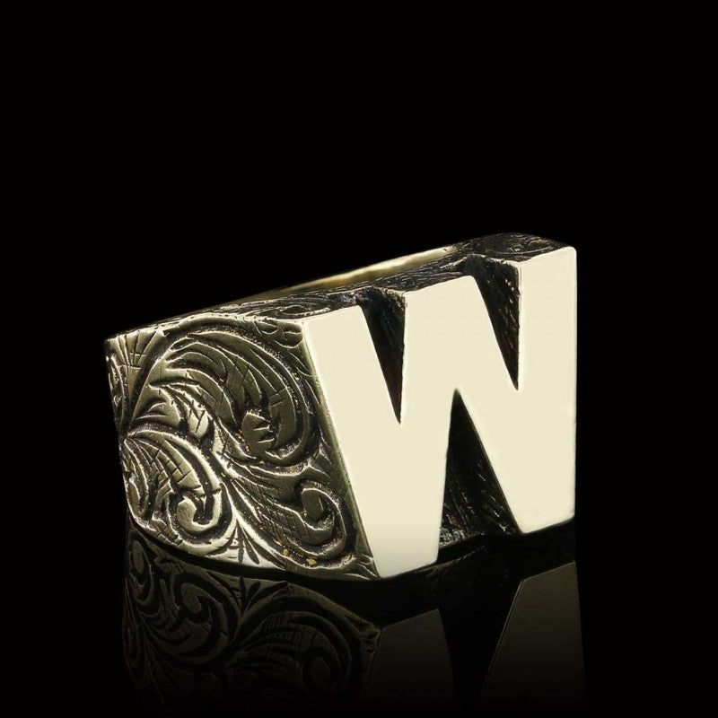 Silver Alphabet W Ring - view 5
