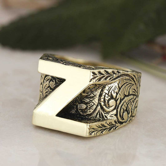 Silver Alphabet Z Ring