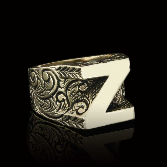 Silver Alphabet Z Ring - view 2